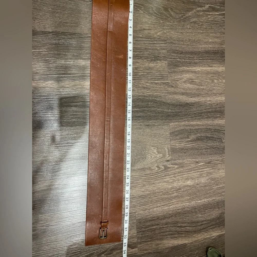 Saks Fifth Avenue Leather Wide  Brown Waist Belt M